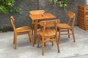 a table and chairs outside