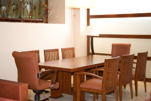 a table and chairs in a room