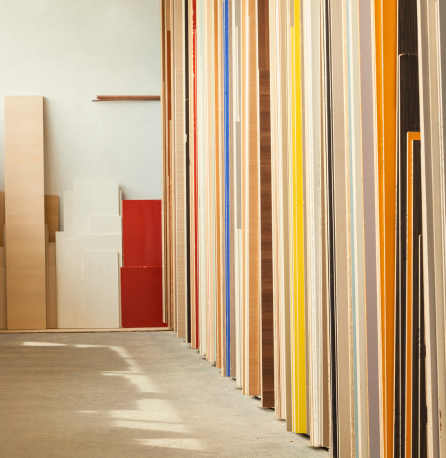 a row of wood planks in a room